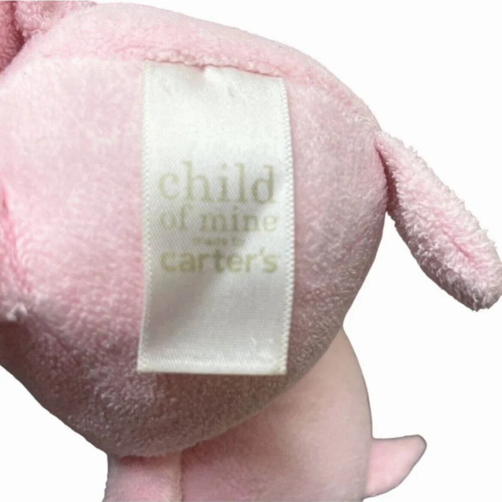 Carters Child of Mine Girls Pink Kitty Cat Plush Rattle Baby Toy Lovey Stuffed